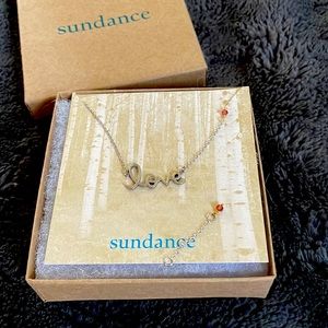 ♥️Sterling silver Sundance LOVE necklace with garnet accents, NIB♥️